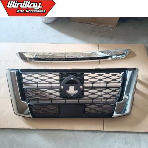CHROMED FRONT GRILL WITH UPPER LID FOR NISSAN NAVARA NP300 2021 ONWARDS